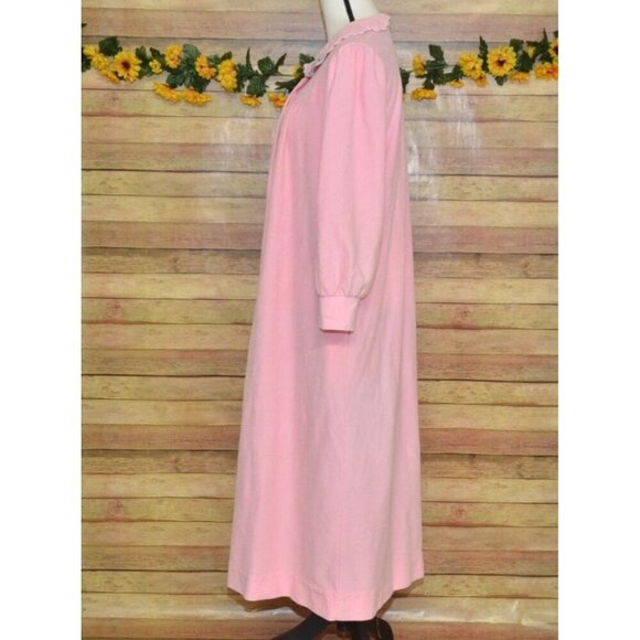 Vintage Vanity Fair Ladies M Terry Cloth Pink Housecoat Pockets Embroidered - Picture 6 of 9